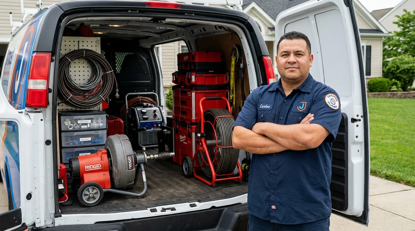 Professional drain cleaning equipment and Johns Plumbing LLC plumber in Ackley